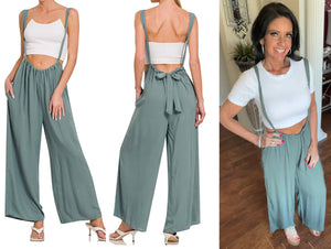 Ash Jade Woven Tie Back Overall Jumpsuit