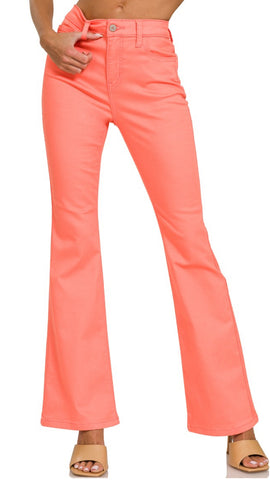 Coral High Waist Bootcut Flare Pants Jeans