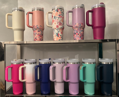 40oz Stainless Steel Tumbler with Straw in Multiple Colors