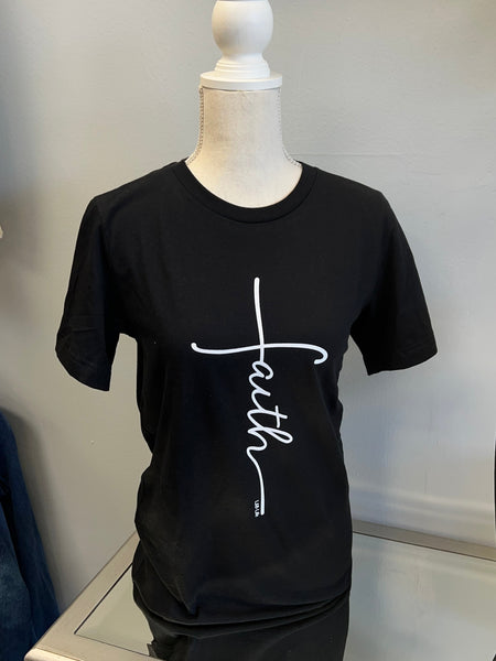 Regular & Curvy Black “Faith” Graphic Tees Tshirts