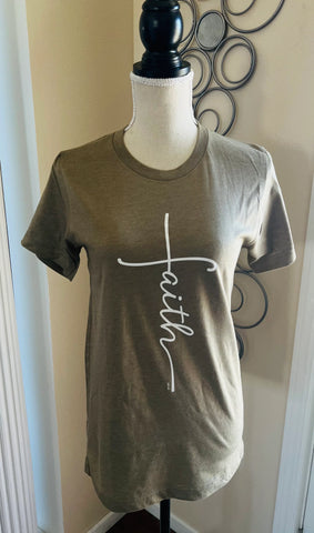 Regular & Curvy Army Green “Faith” Graphic Tees Tshirts