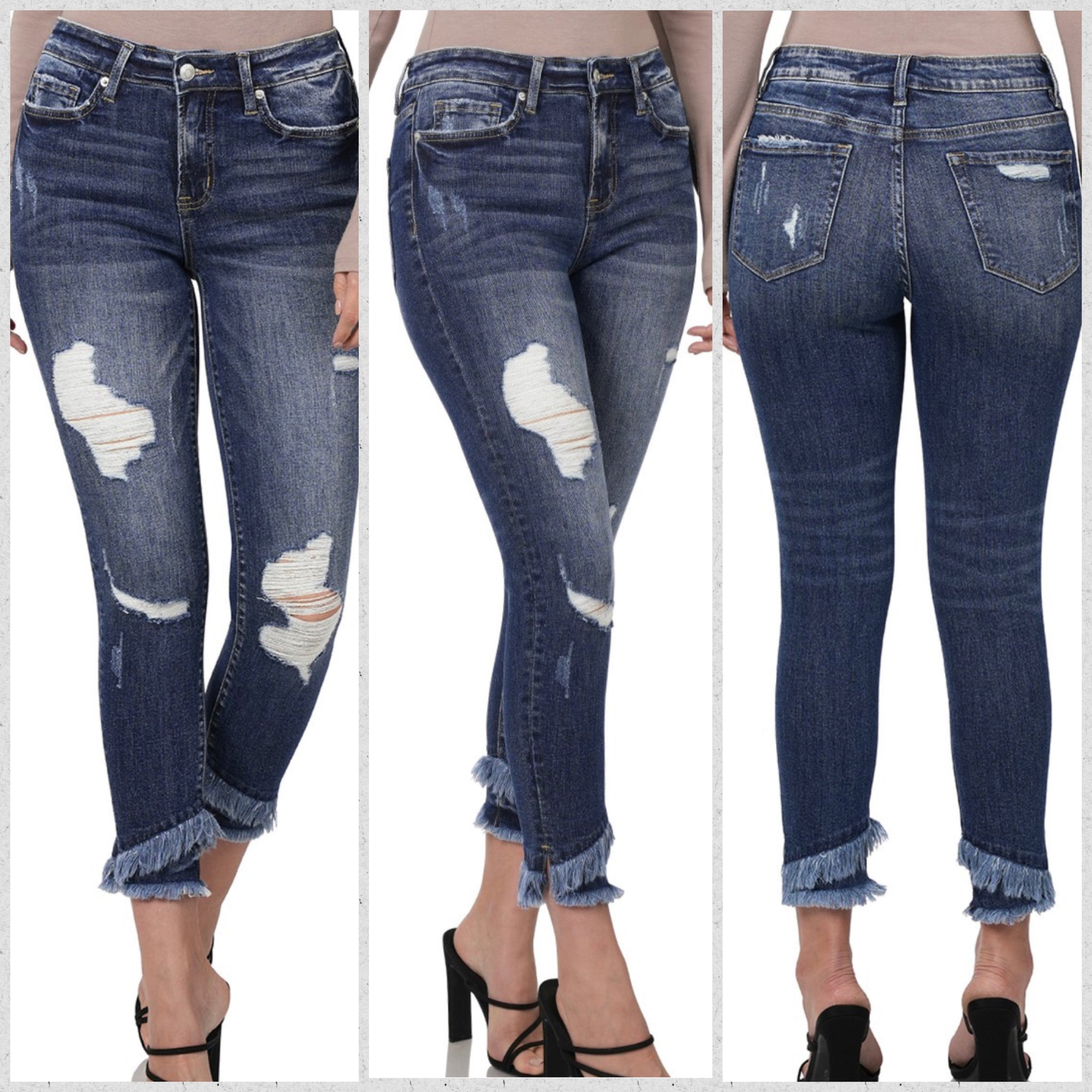 Zenana “Sixty” Mid Rise Tulip Ankle Skinny Jeans