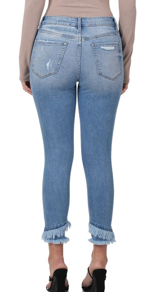 Zenana “Seventy“ Light Wash Mid Rise Tulip Ankle Skinny Jeans