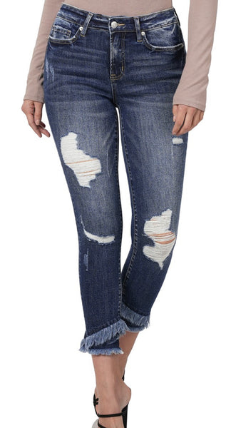 Zenana “Sixty” Mid Rise Tulip Ankle Skinny Jeans