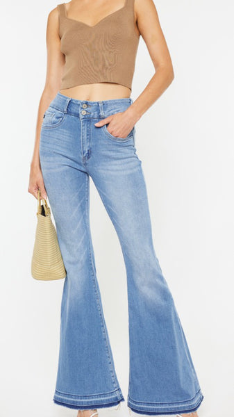 KanCan “Chili” High Rise Raw Hem Super Flare Jeans