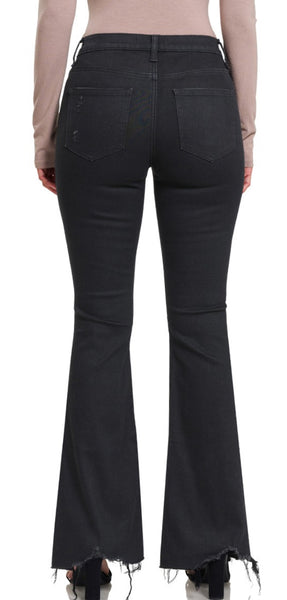 Zenana Black Distressed High Rise Flare Jeans