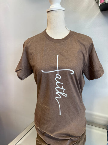 Regular & Curvy Brown “Faith” Graphic Tees Tshirts
