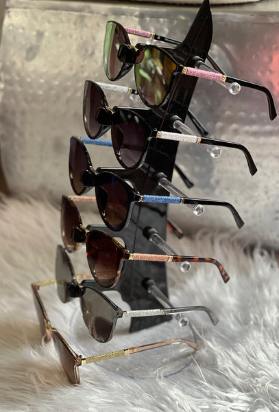 Mirrored Sunglasses with Glitter Sides: 6 Colors