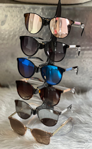 Mirrored Sunglasses with Glitter Sides: 6 Colors