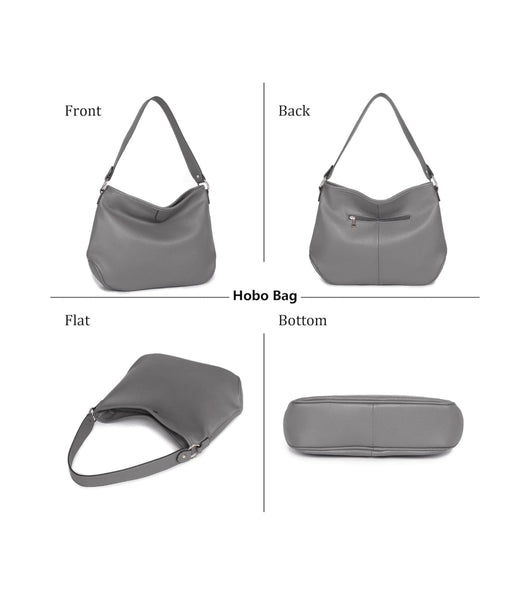 Grey Hobo Bag Purse Shoulder Bag