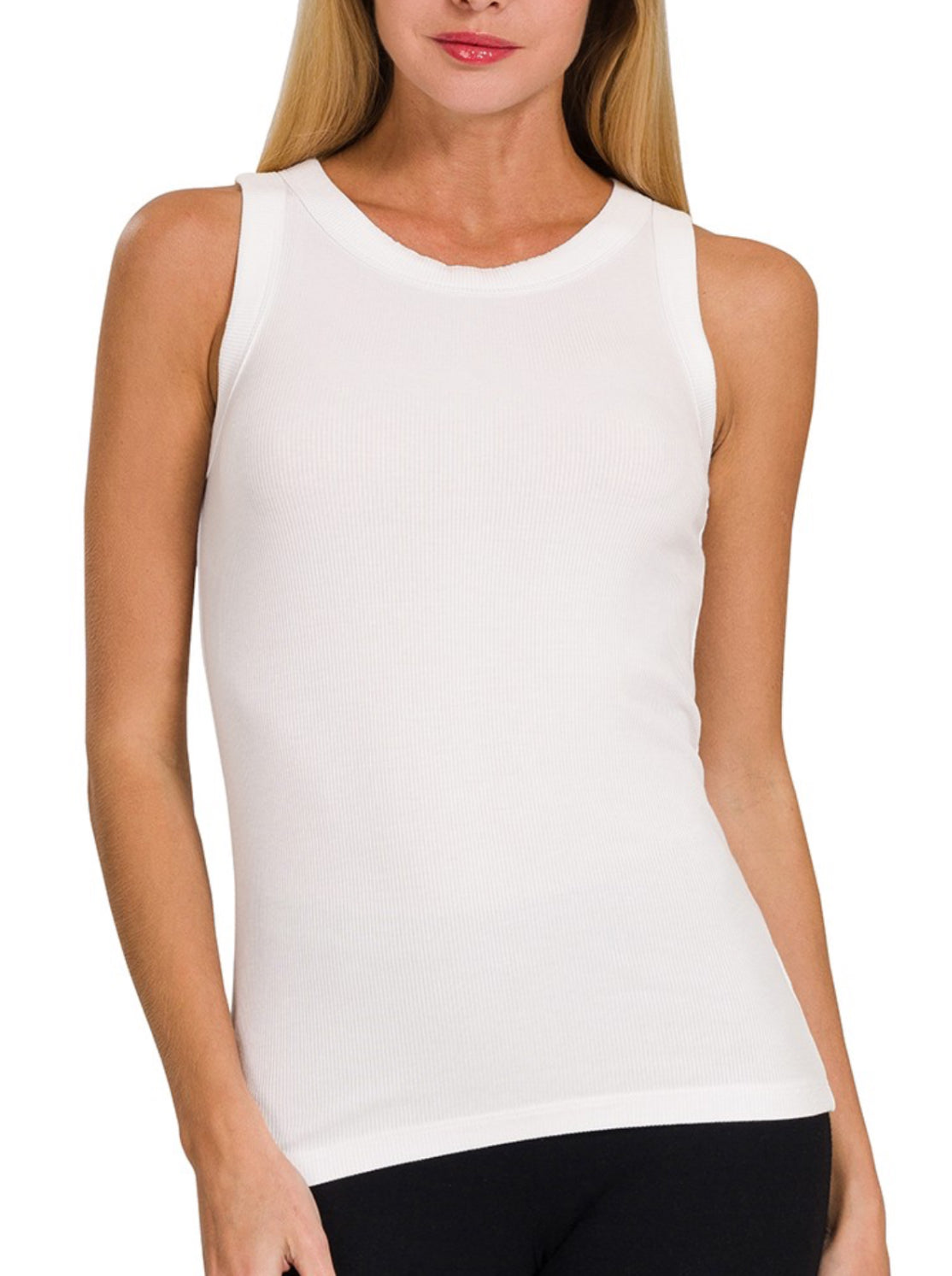 Off White Ribbed Tank Top