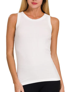 Off White Ribbed Tank Top