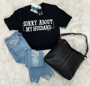 Regular & Curvy Black “Sorry About My Husband” Graphic Tees Tshirts