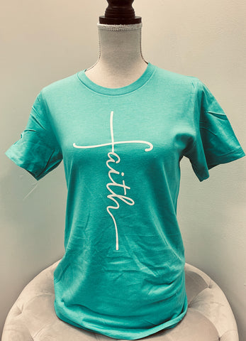 Regular & Curvy Turquoise “Faith” Graphic Tees Tshirts