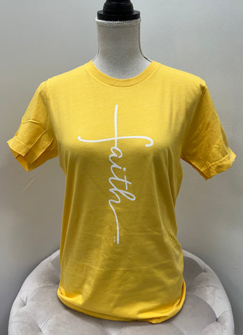 Regular & Curvy Yellow “Faith” Graphic Tees Tshirts