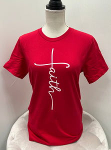 Regular & Curvy Red “Faith” Graphic Tees Tshirts