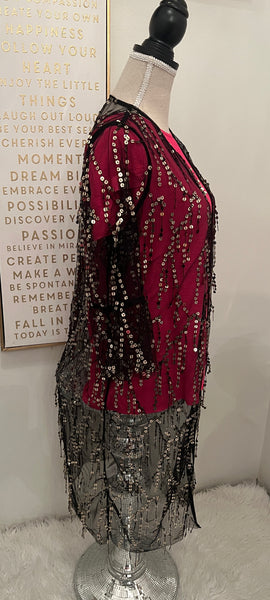 Black Sequin Kimono Cardigan Cover Up