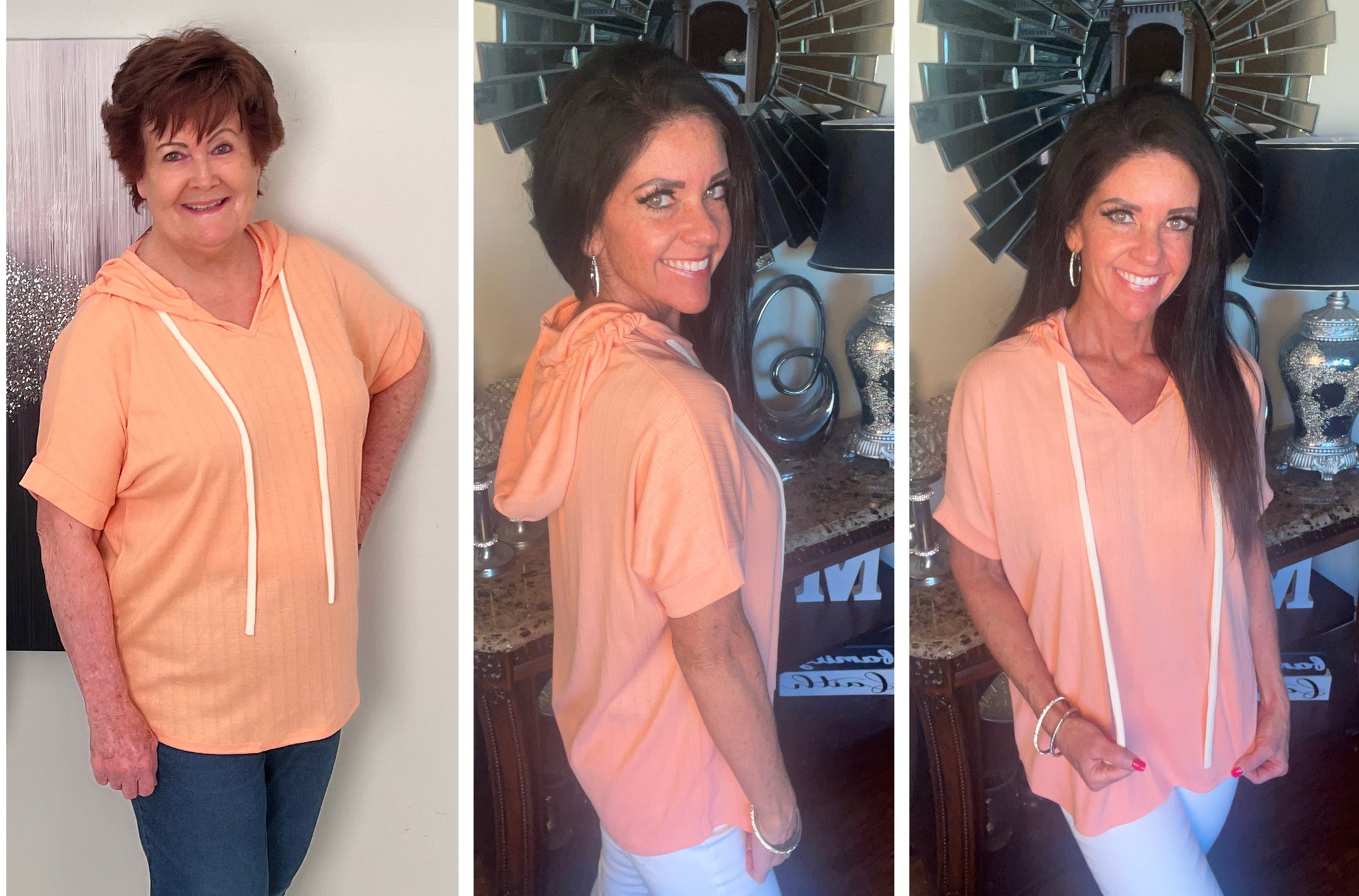 Coral Short Sleeve Hoodie Top