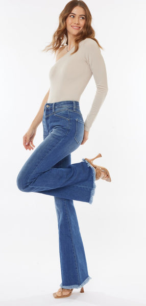 KanCan “Martie” High Rise Medium Wash Yoke Front Flare Jeans