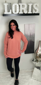 Mauve Weekend Crewneck with Rounded Hem