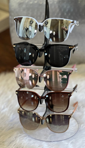 Mirrored Sunglasses with Glitter Frames: 5 Colors