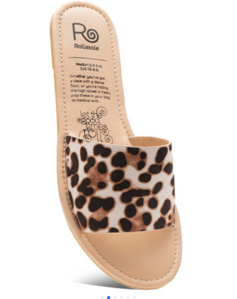 Leopard Rollasole Sandal Slides