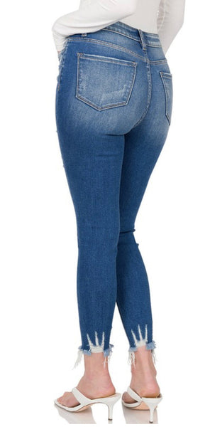 Zenana “Sandy” High Rise Distressed Skinny Jeans
