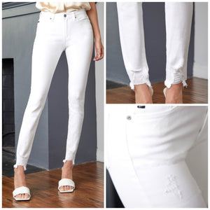 KanCan White Frayed Bottom Jeans