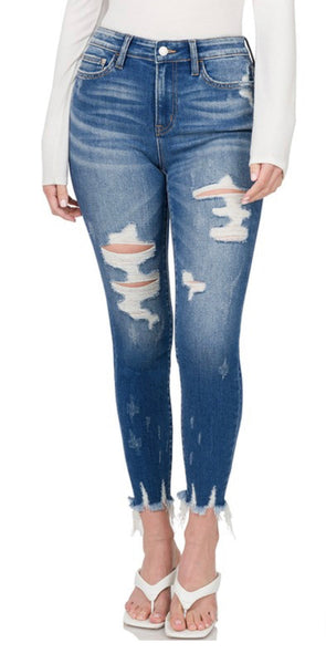 Zenana “Sandy” High Rise Distressed Skinny Jeans