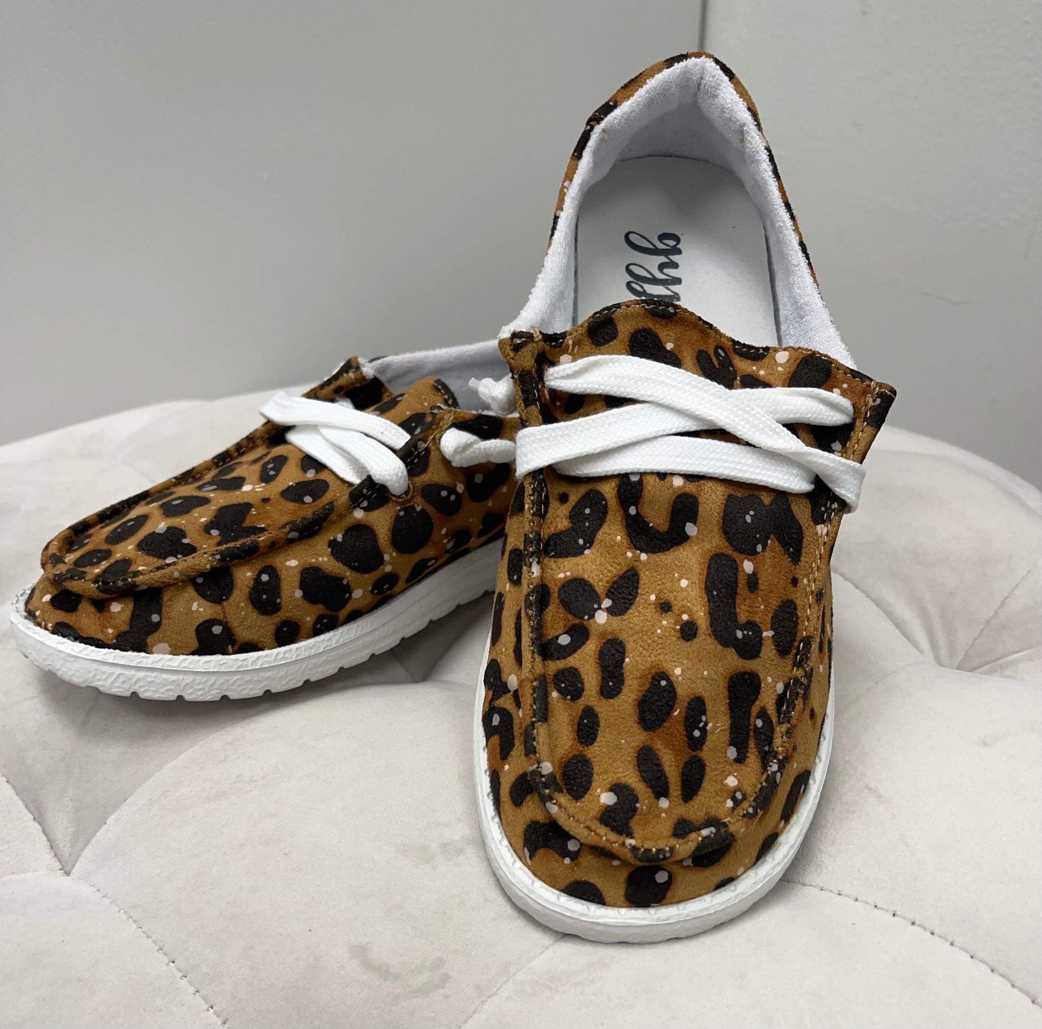 Gypsy Jazz Tan Leopard Slip On Canvas Shoes