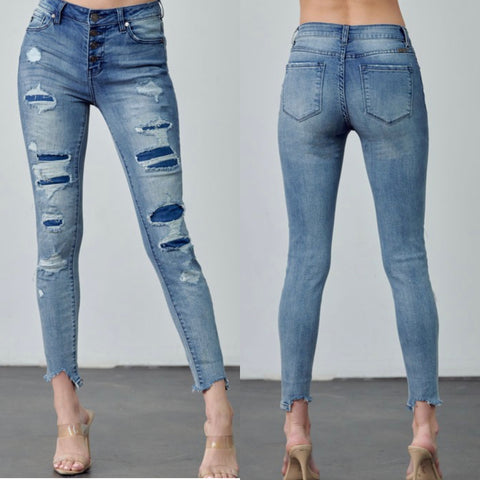KanCan “ORA” Mid Rise Destroyed Skinny Jeans