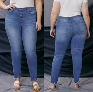 Curvy Kancan “Zelda” Button Fly Ankle Skinny Jeans