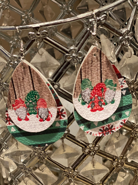 Green Gnome Holiday Christmas Earrings