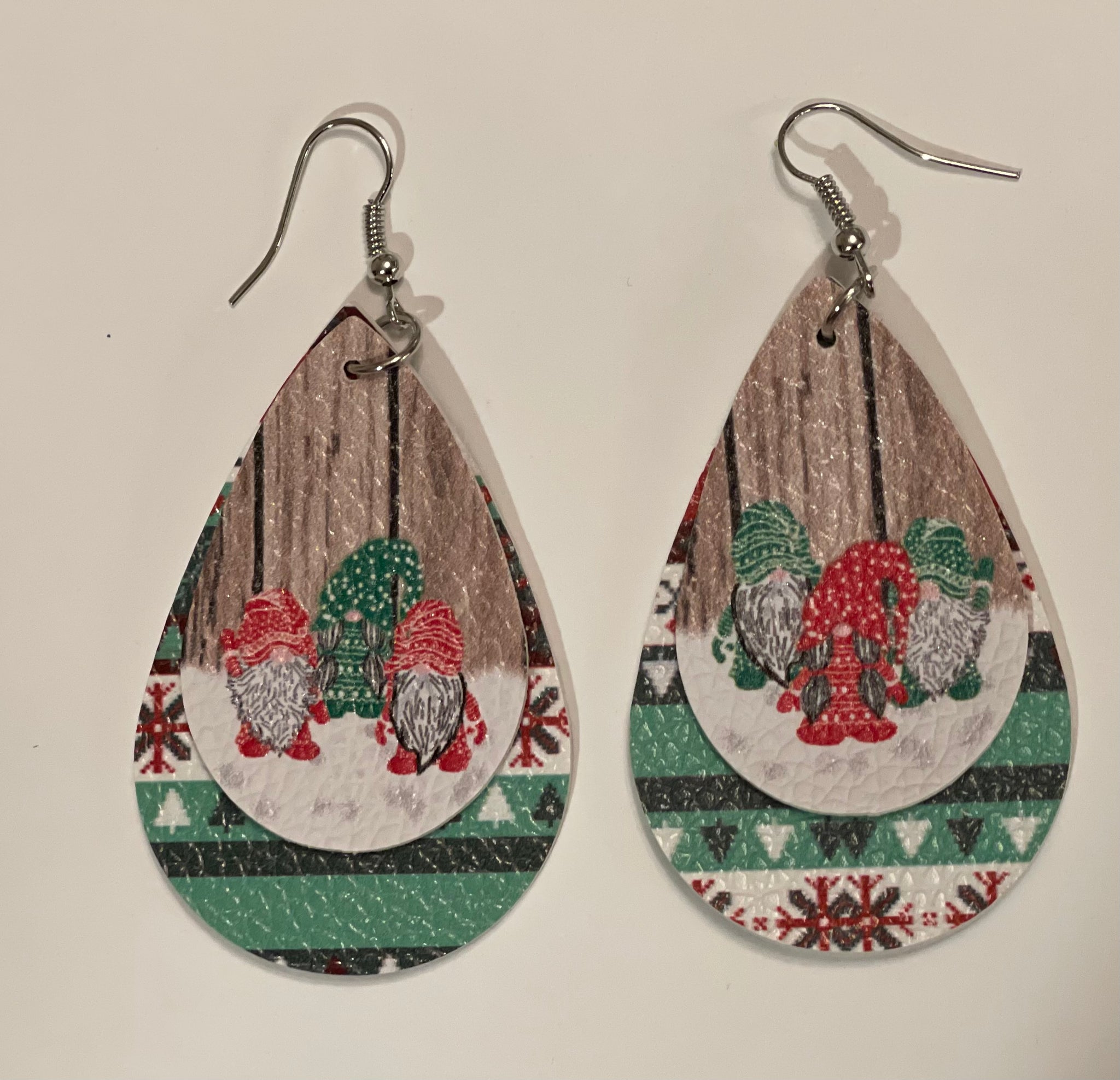 Green Gnome Holiday Christmas Earrings